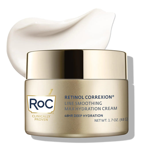 RoC Retinol Correxion Max Daily Hydration Anti-Aging Face Moisturizer with Hyaluronic Acid, Oil Free Skin Care Cream for Fine Lines, Dark Spots, Post-Acne Scars, 1.7 Ounces (Packaging May Vary) Basic